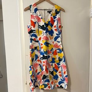 J. Crew Colorful Floral V-Neck Mini Dress